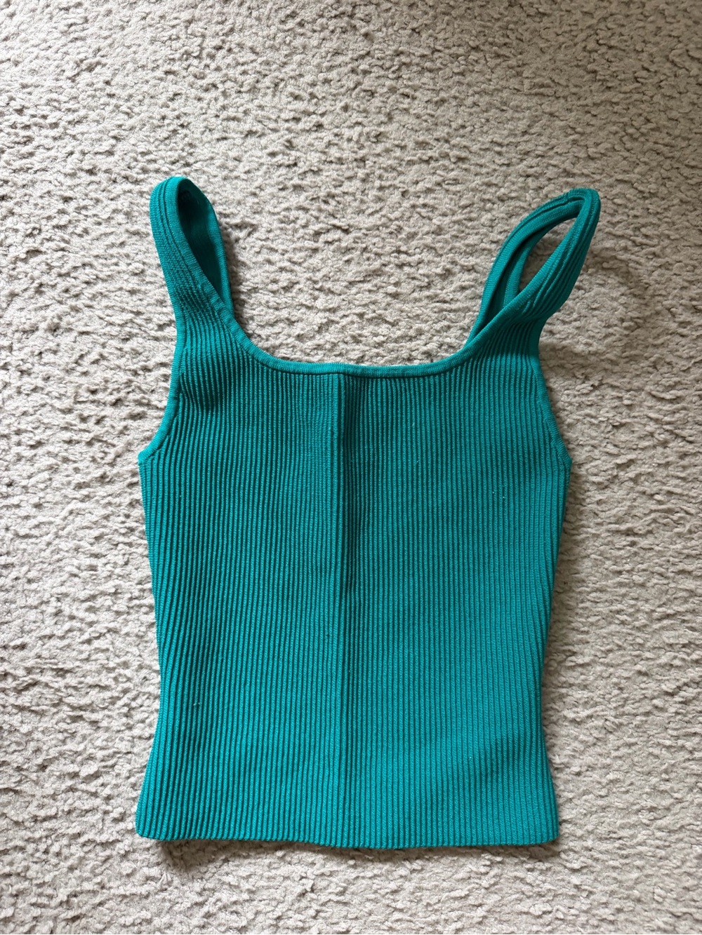 Babaton Teal Square-Neck Ribbed Tank